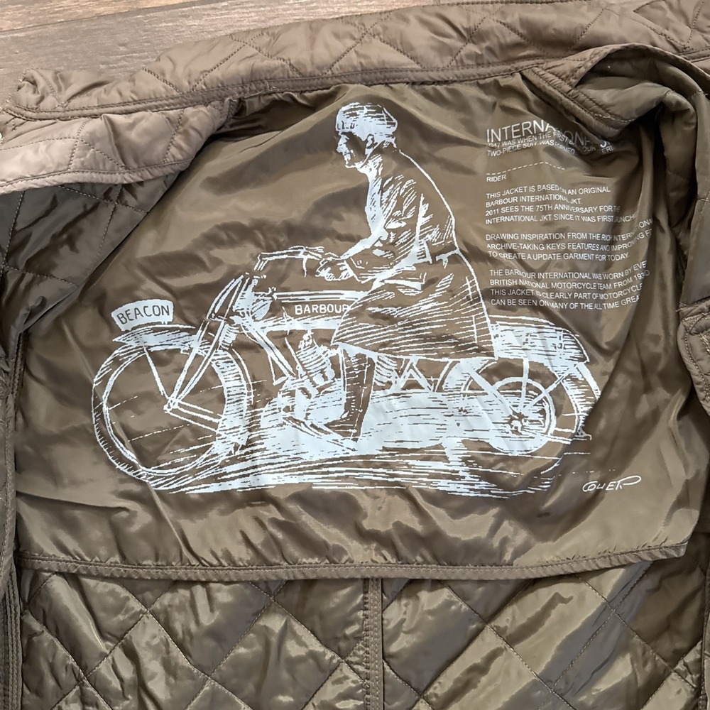 Barbour Rider Quilt Jacket Men Medium Brown International Motorcycle Biker - Picture 12 of 12